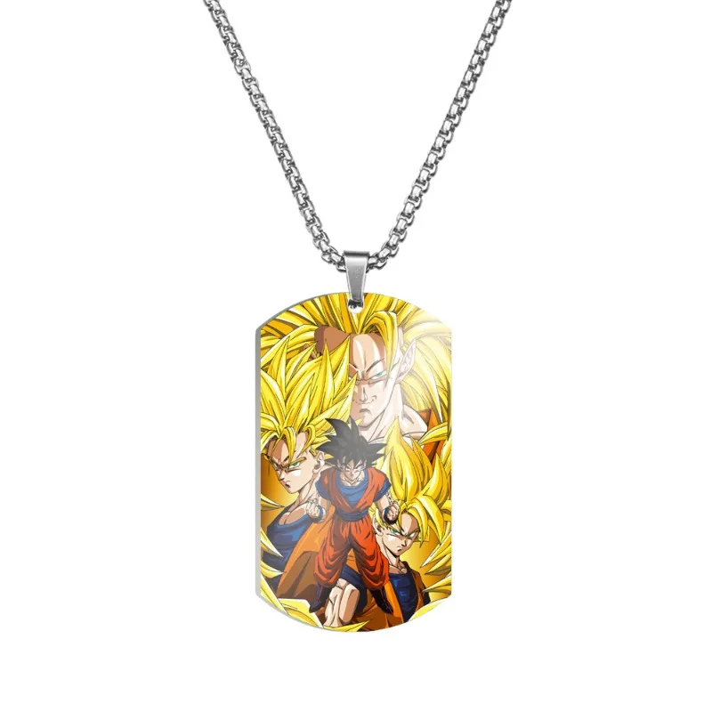 Dragon Ball Son Gohan Majin Buu Fashionable Metal Necklace for Men and Women High-Value Color-Printed Stainless Steel Bead Chain view 5