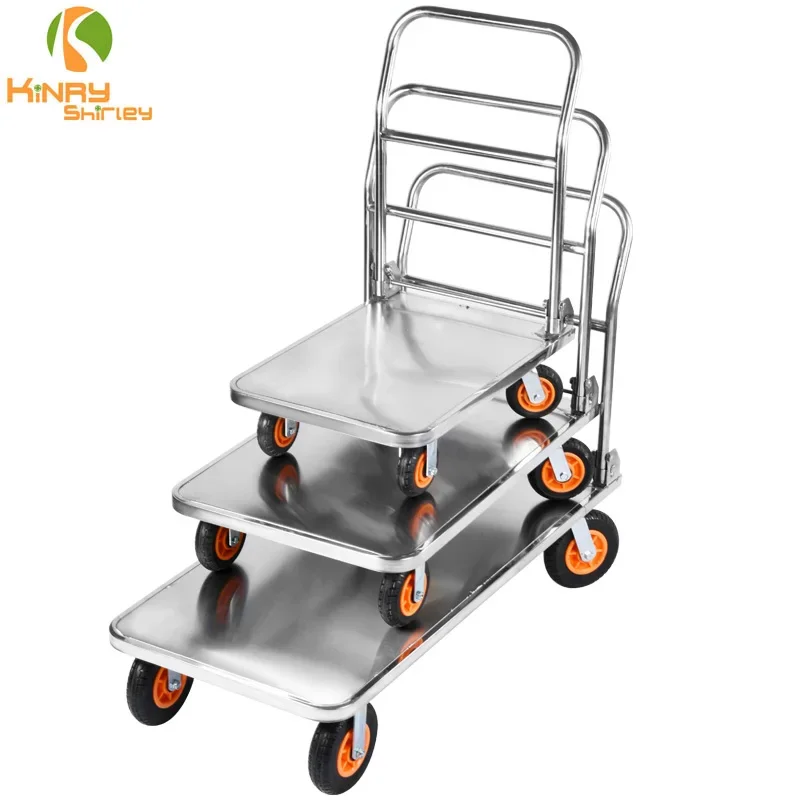 Made in China 304 stainless steel foldable trolley 201 stainless steel platform folding trolley