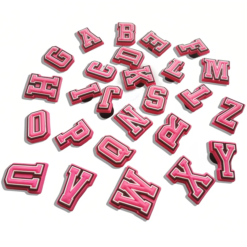 Pink Letter Shoe Charms for Crocs Accessories Women Clogs Pins Men Badge Kids Jeans Girls Decorations Buckle Shoes Accessories