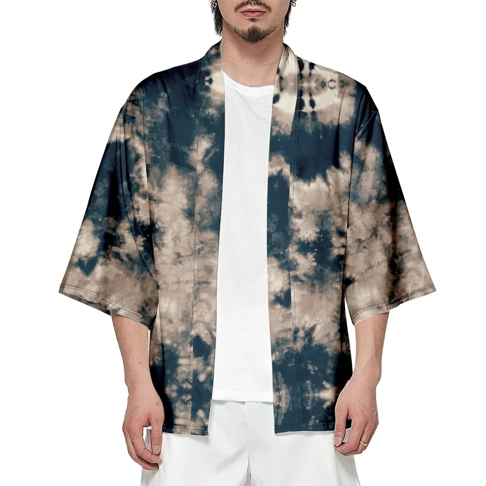 

Summer Kimono Men's and Women's 2024 Japanese Traditional Kimono Fashion Tie Dye Print Cardigan Cosplay Beach Shirt Bathrobes