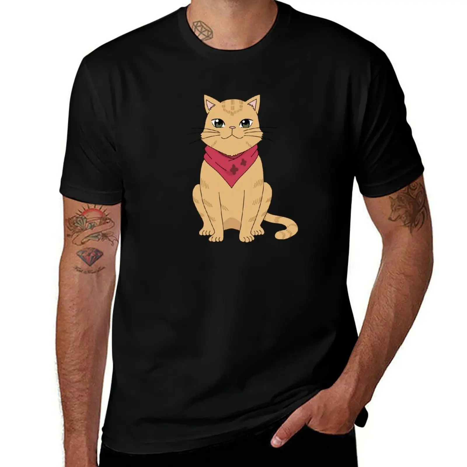 saiki k anpu cat T-Shirt Vintage Print Crew Neck Tee T-Shirt