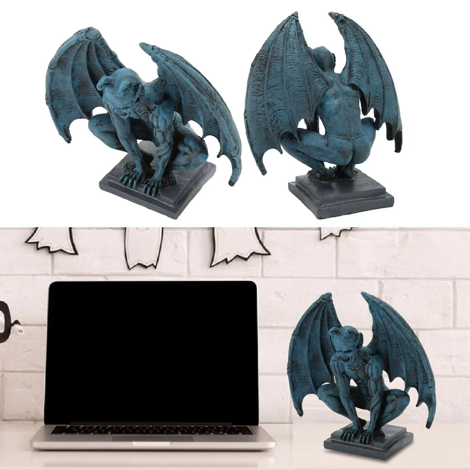 Vivid Blue Gargoyle Statue - Wearable Resin for garden Sculpture & Decorative Ornament for Home or for office