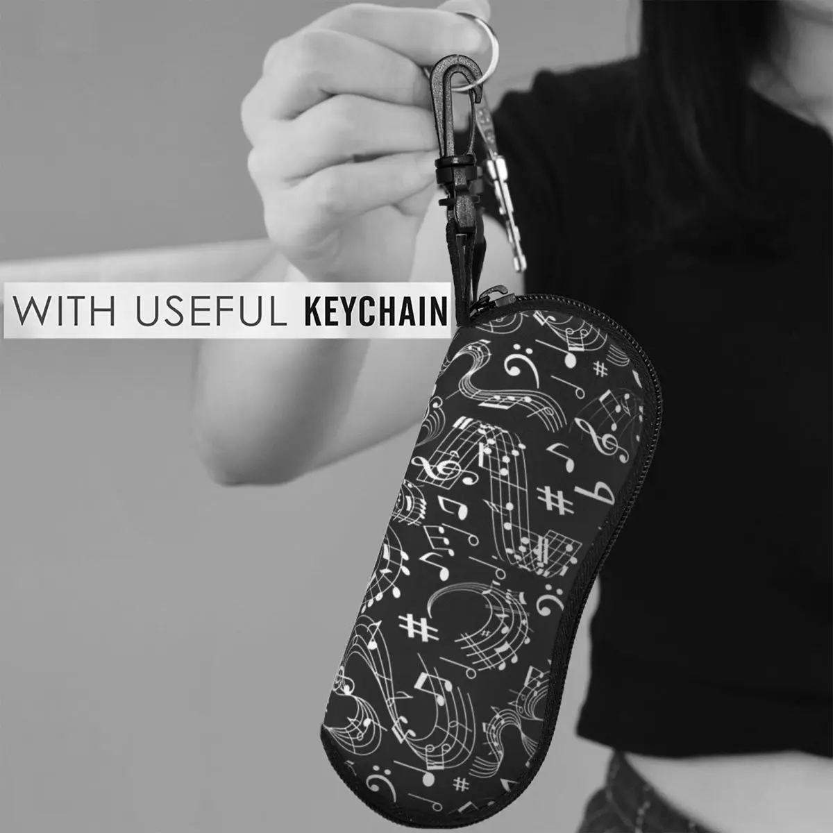 الموسيقى، النوتات الموسيقية شل نظارات حالة النظارات الشمسية الواقية مربع النساء الرجال لينة حقيبة النظارات الحقيبة