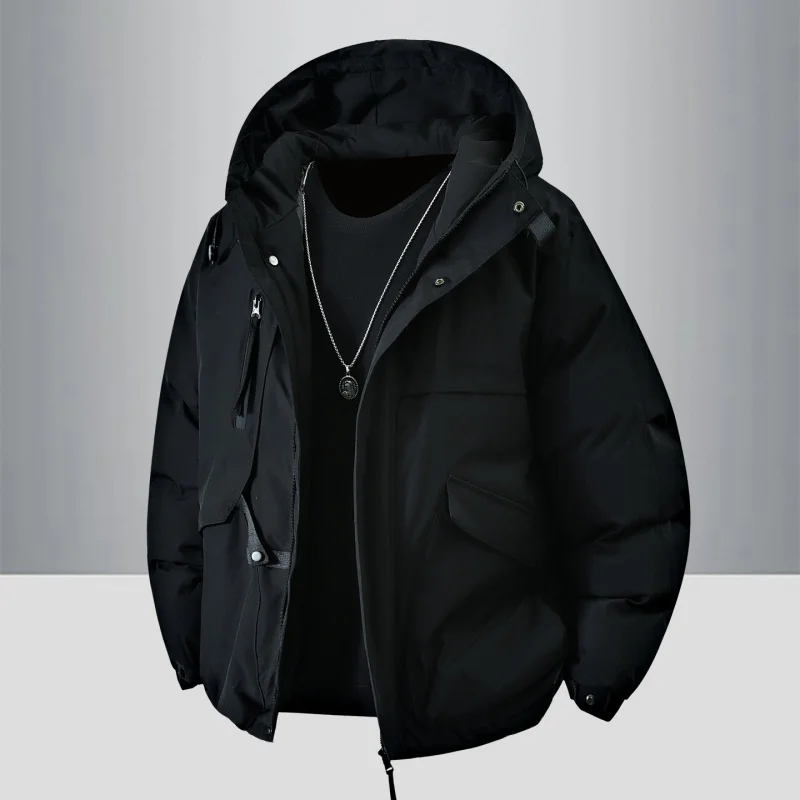 

Winter Workwear Hooded Short Cotton-padded Jacket Men Hooded Puffer Jacket Men Thick Warm Winter Jacket Fashion Outwear Coats