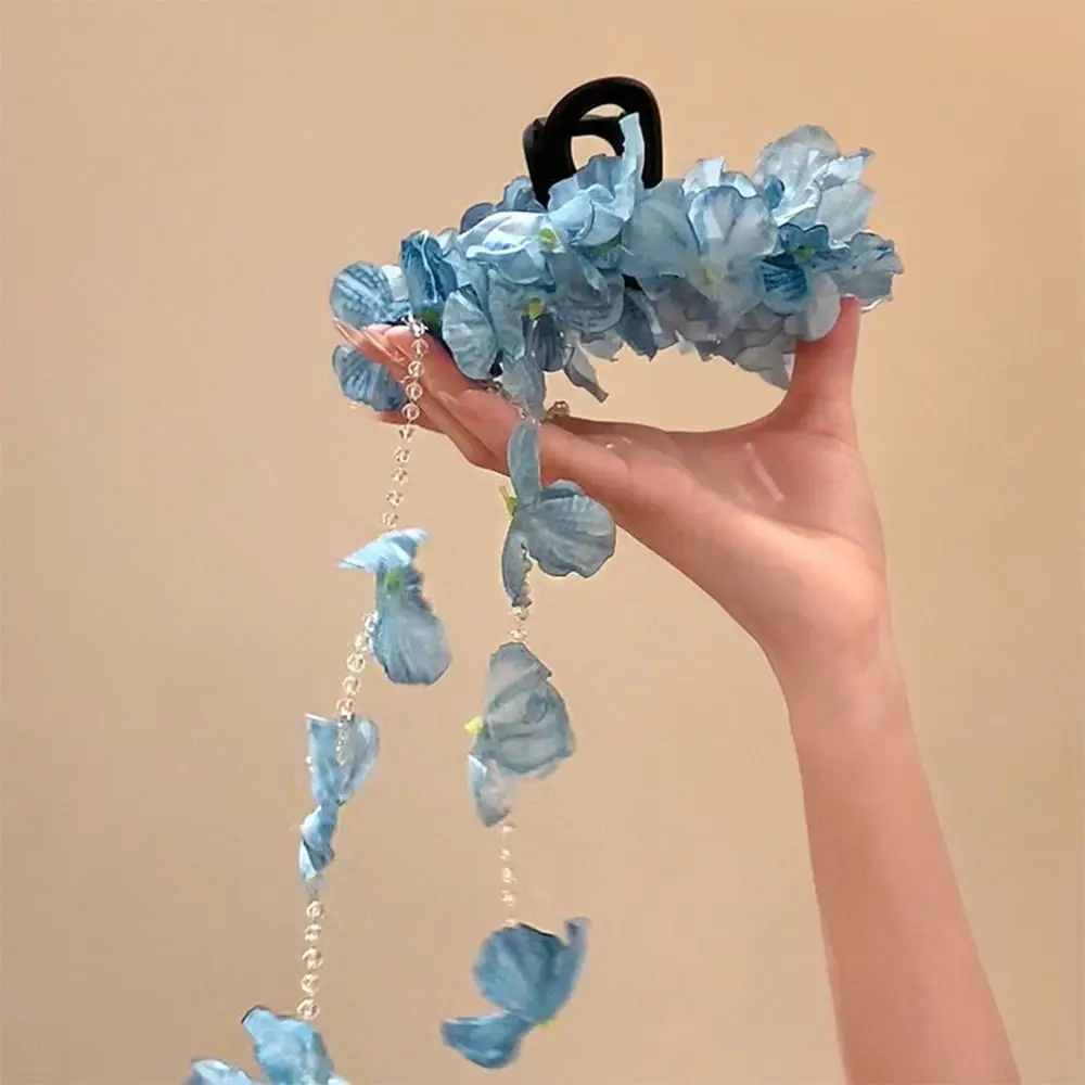 

Заколки в богемном стиле с цветочной кисточкой, заколка для волос в китайском стиле, зажим для хвоста, цветок гортензии, коготь для волос, фотографии отпуска