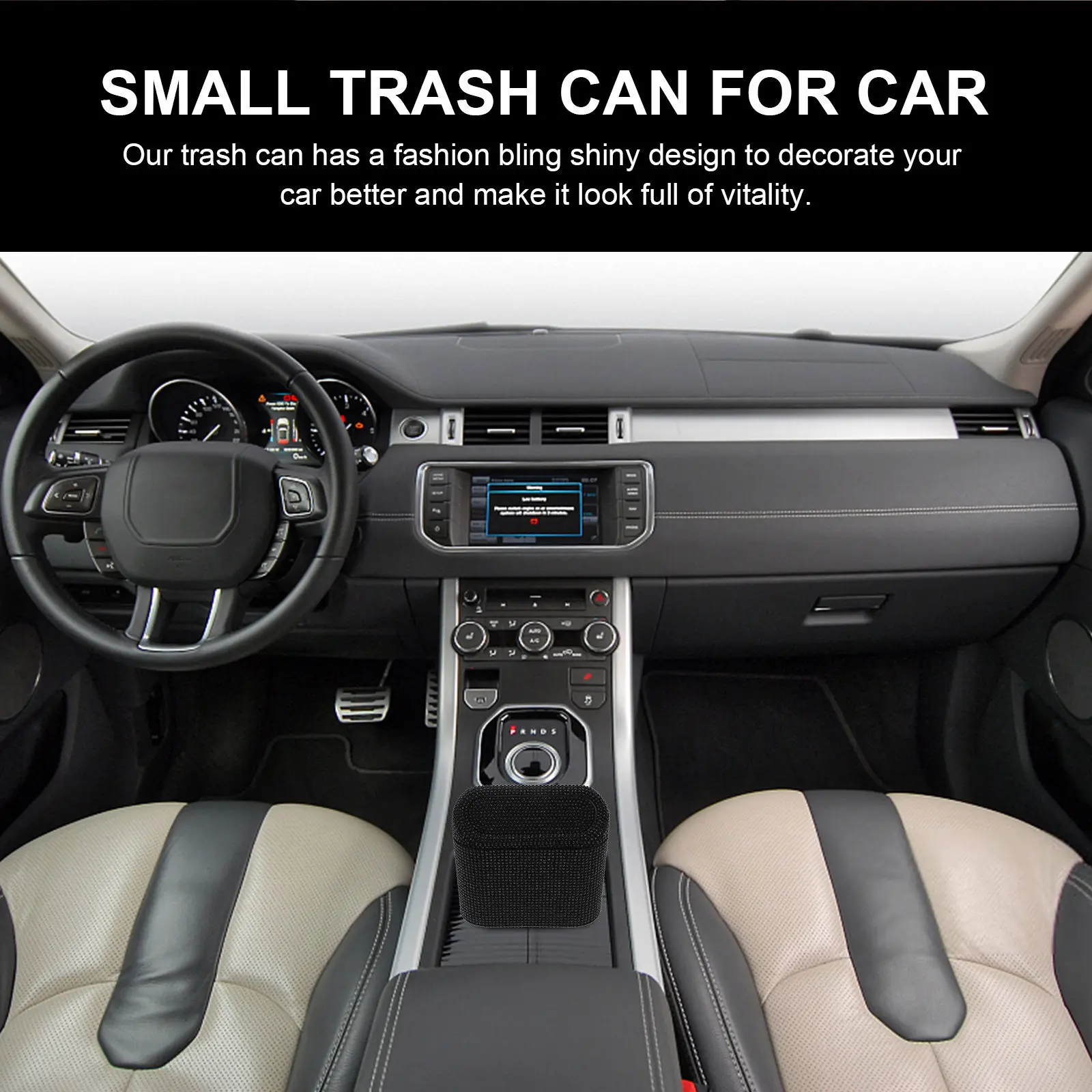 

Компактный блестящий автомобильный мусорный бак, маленький портативный контейнер для мусора, аксессуар для салона автомобиля, прочный пластиковый декоративный бокс