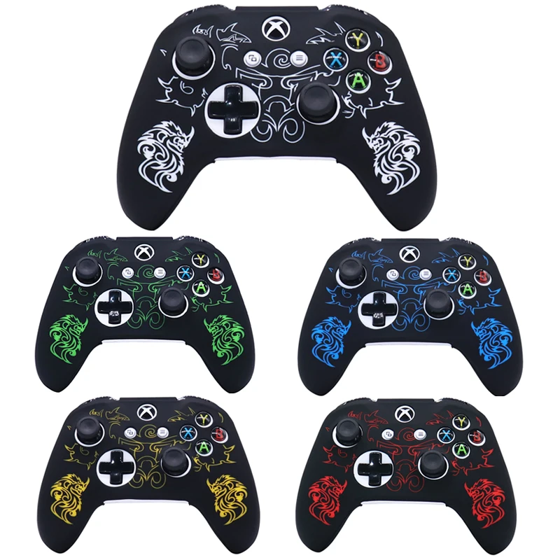 Laser Carving Design Silicone Control Case For Xbox One S Controller Skin Cover Joystick Video Gamepad Accessories