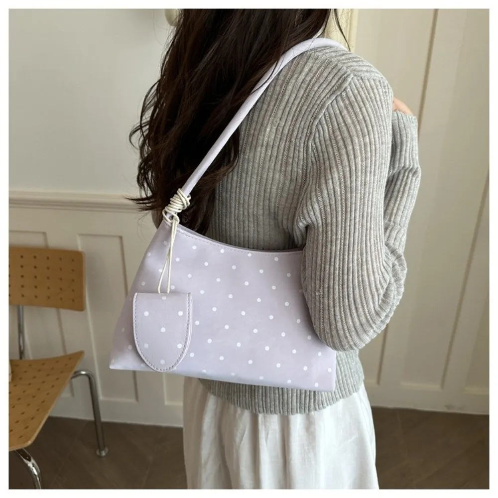 New PU Shoulder Bag Lightweight Polka Dot Pattern Handbag Tote Bag Women