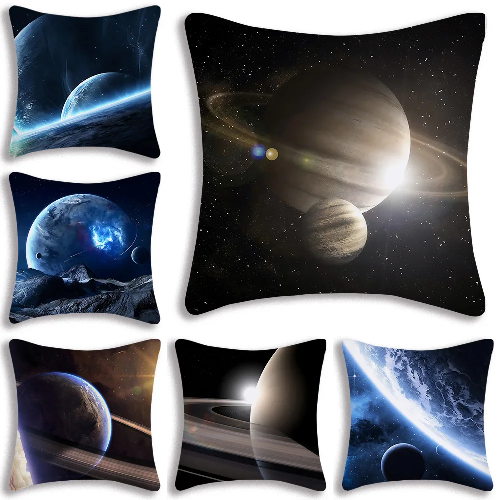 

S-Space Pillow Covers Cartoon Sofa Decorative Home Double-sided Printing Short Plush Cute Cushion Cover