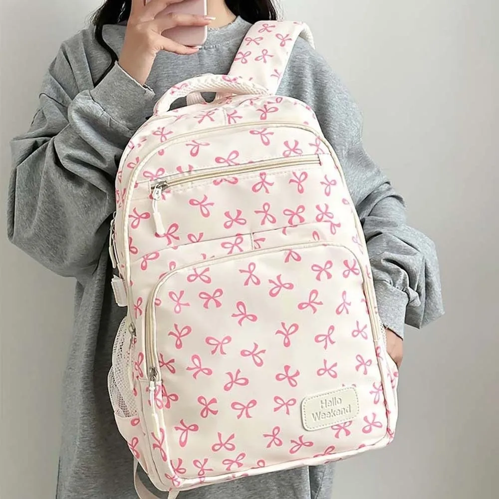 Tagesrucksack Dreiteiliges Schultaschen-Set Große Kapazität Lässiger Nylon-Schulrucksack mit Schleife Feste Gurtband-Umhängetasche Schultasche für Schüler – Detail 5