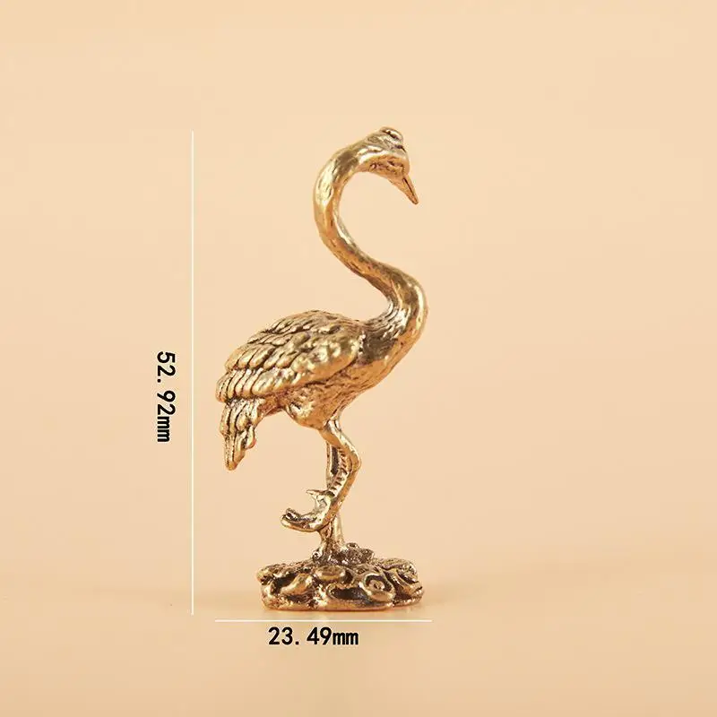 New Standing Copper Red-crowned Crane Tea Pet Handicraft Desk Home Decoration Brass Ornament