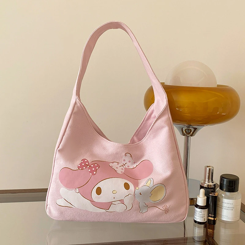 Kawaii Sanrio Kuromi My Melody Hello Kitty Pochacco Shoulder Bag Cute Cartoon Y2K Fashion Underarm Handbag Birthday Gift Girls