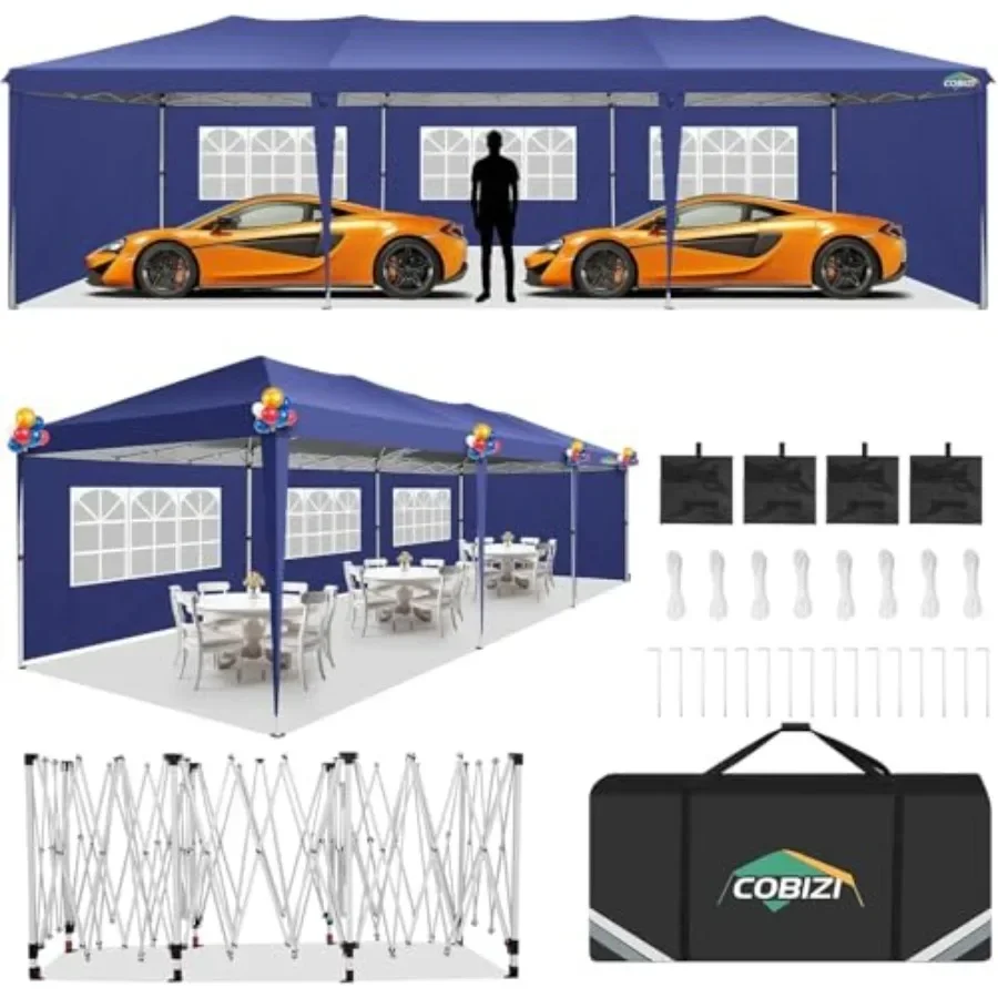 10x30 Pop Up  Tent with 5 Sidewalls Party Tents for Parties Weddings Backyard Waterproof Commercial  Outdoor Events Tent with S