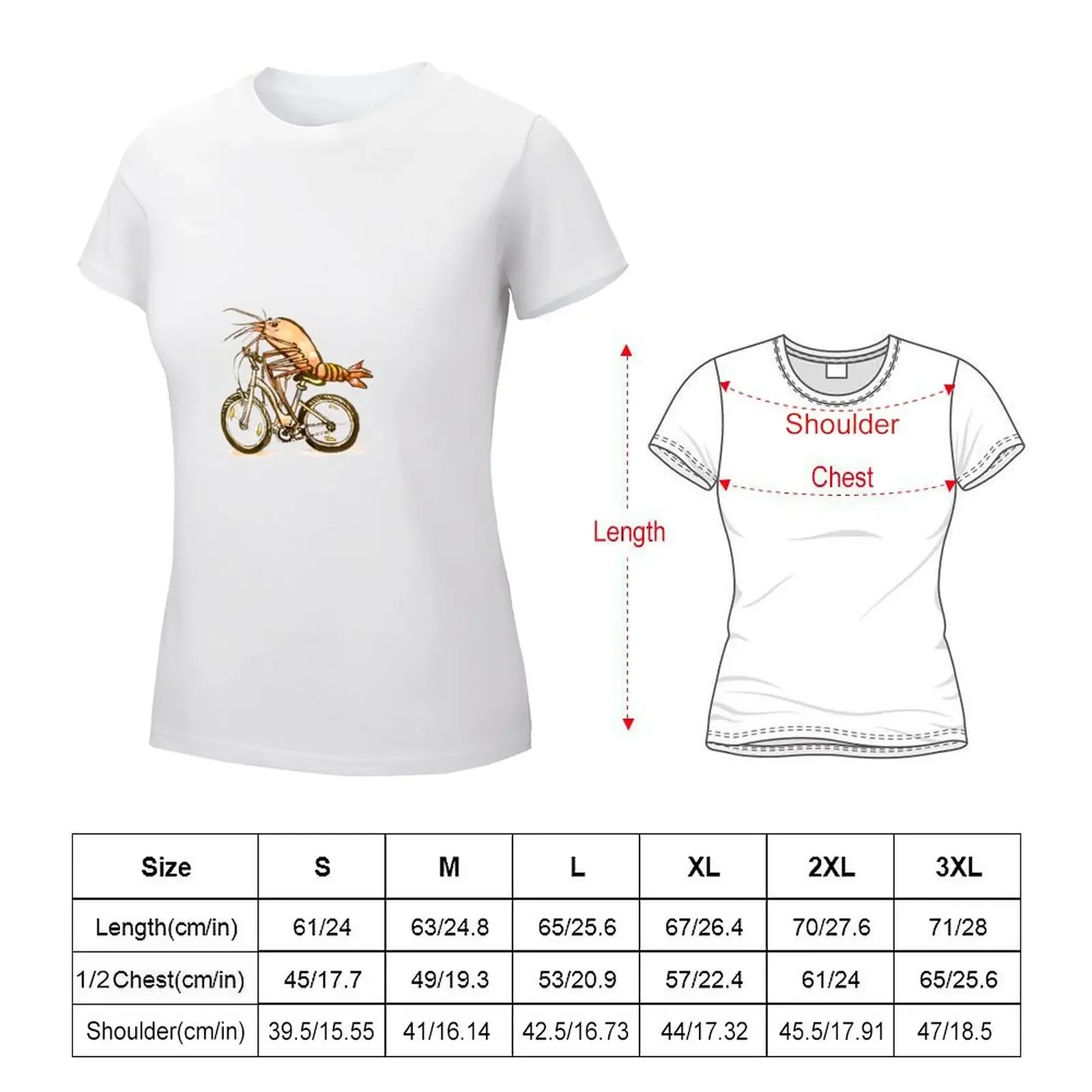 Shrimp on a Bike T-Shirt plus size tops animal print funny T-shirts for Women