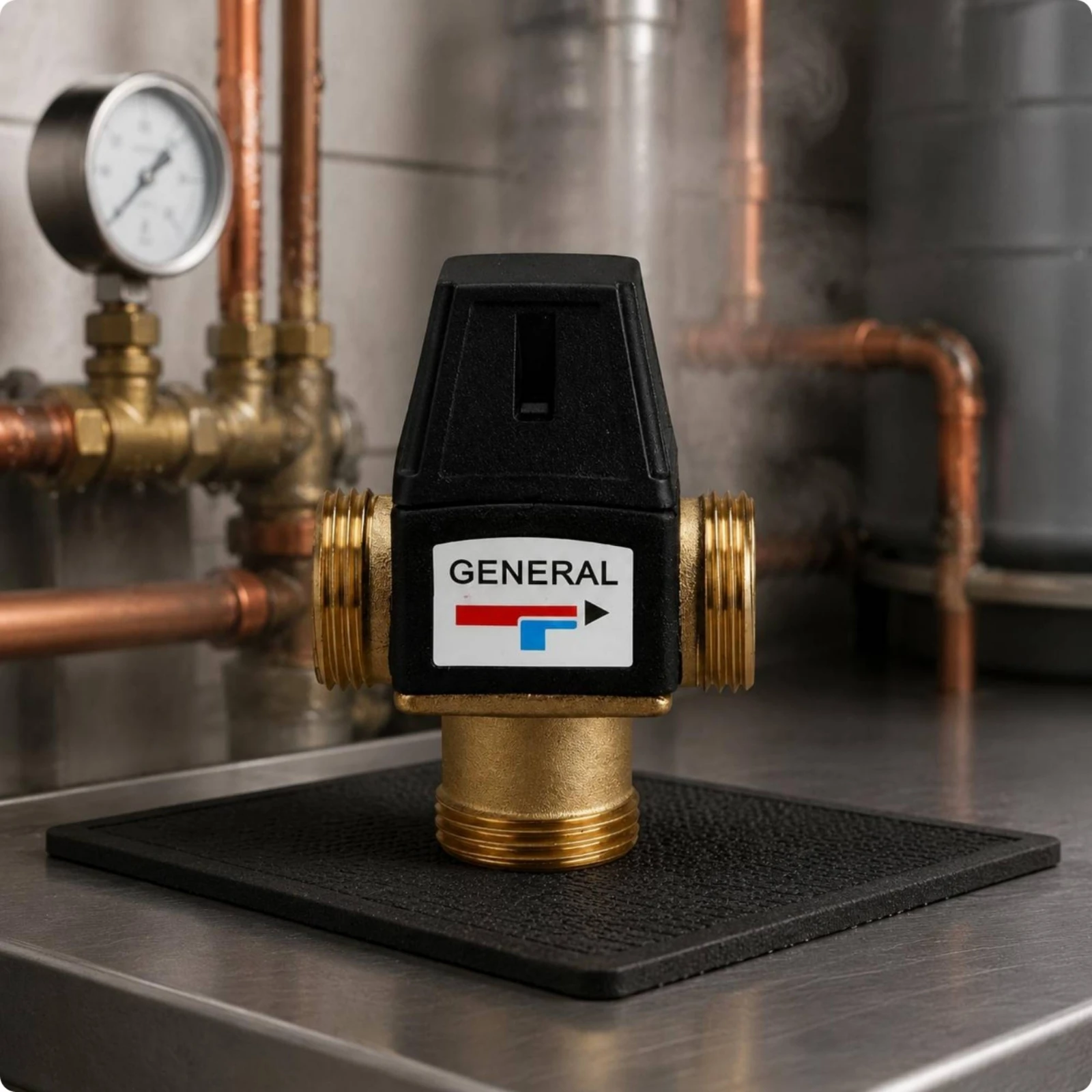 Thermostatic Mixing Valve Anti-Scald Temperature Control Valve Plumbing Part Male Threaded Connection for Floor Heating