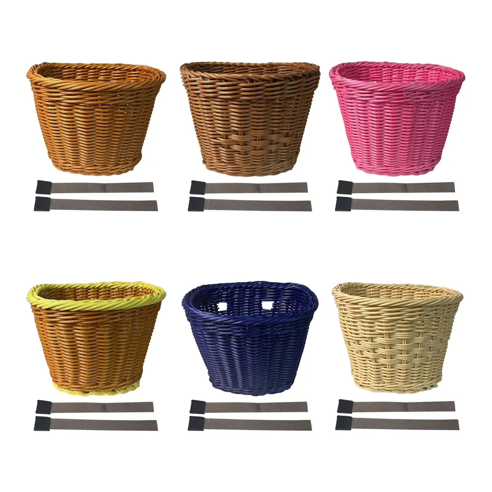 Kids Bike Basket Front Handlebar Childrens Bicycle Basket Handwoven Basket Carrying Bicycle Front Basket for Cycling Shopping