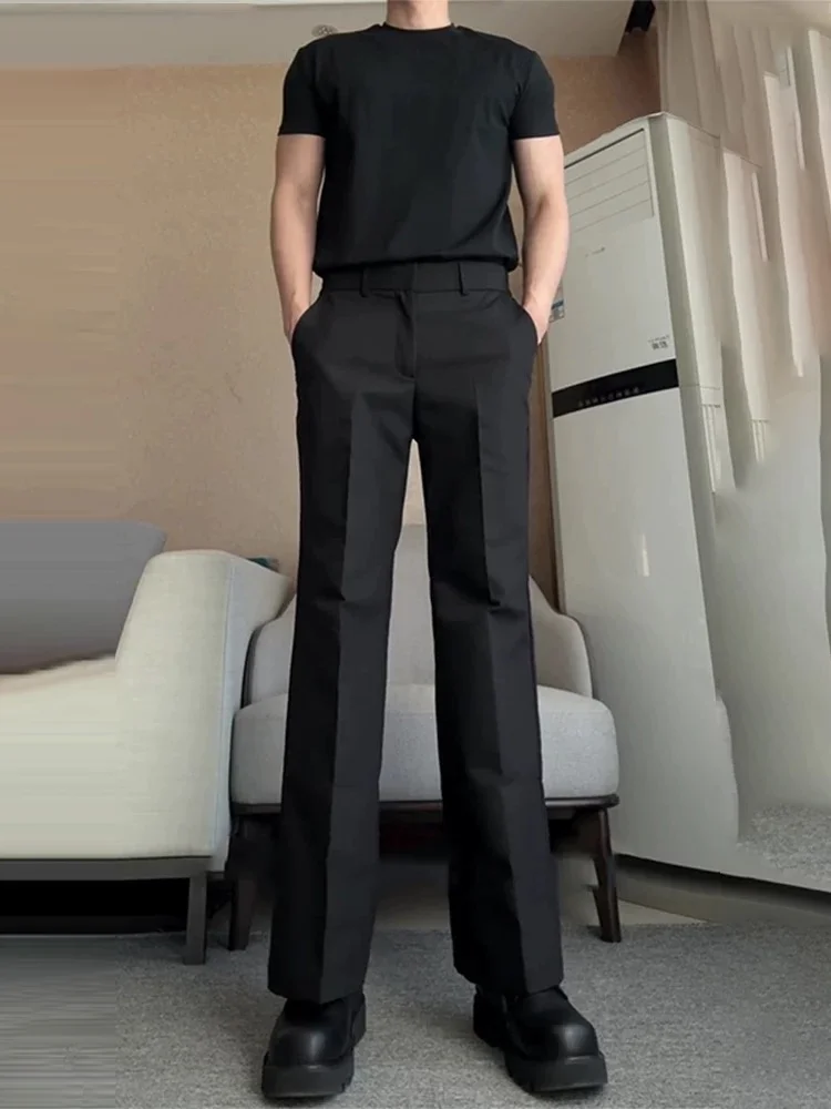

Black High Waist Naples Men's Suit Pants Spring Autumn Drapey Flared West Pants CleanFit Straight Long Pants Casual Youth Style
