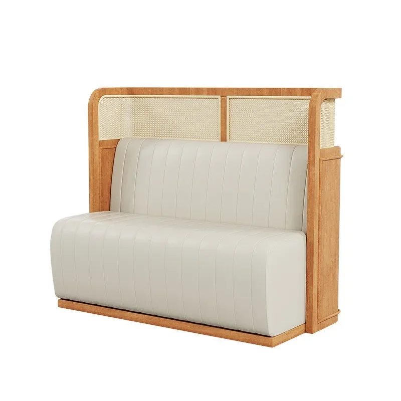 solid wood semi-round rattan card seat sofa catering chain hotel hot pot restaurant western restaurant