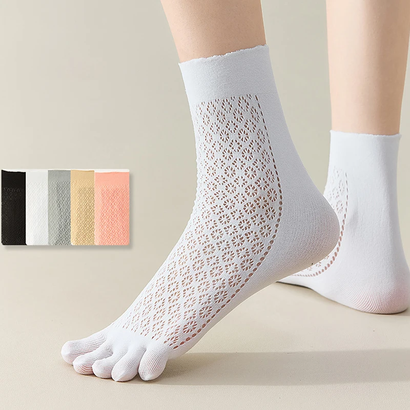 

Women's Toe Socks Summer Short Velvet Thin Stockings Low Tube Mesh Socks Odor-proof Absorbent Toe Socks For Girls Ladies Gift
