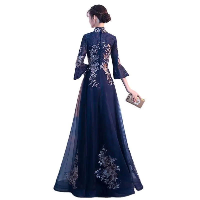 Bankett-Abendkleid 2026 Neujahrs-Präsidentenkleid, schlankmachendes, langärmliges Performance-Kleid, japanischer und koreanischer Stil