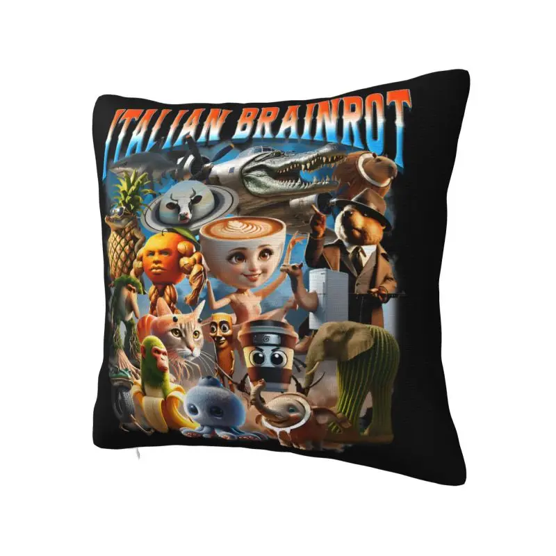 Italian Brainrot Characters Funny Meme Throw Pillow Case 55*55cm Decorative Cushion Cover Square Polyester Pillowcase