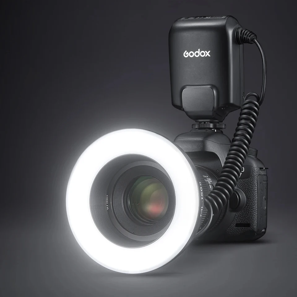 Godox ML150II Macro Ring Flash 5800k 0.1-0.2s Recycle Time Compatible with DSLR Hot Shoe Cameras