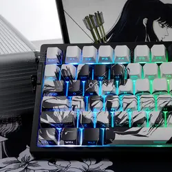 130 Keys Inuyasha Keycaps Kikyou Theme Keycaps Chreey Height Customized PBT Side Engraved Translucent Characters Keycaps