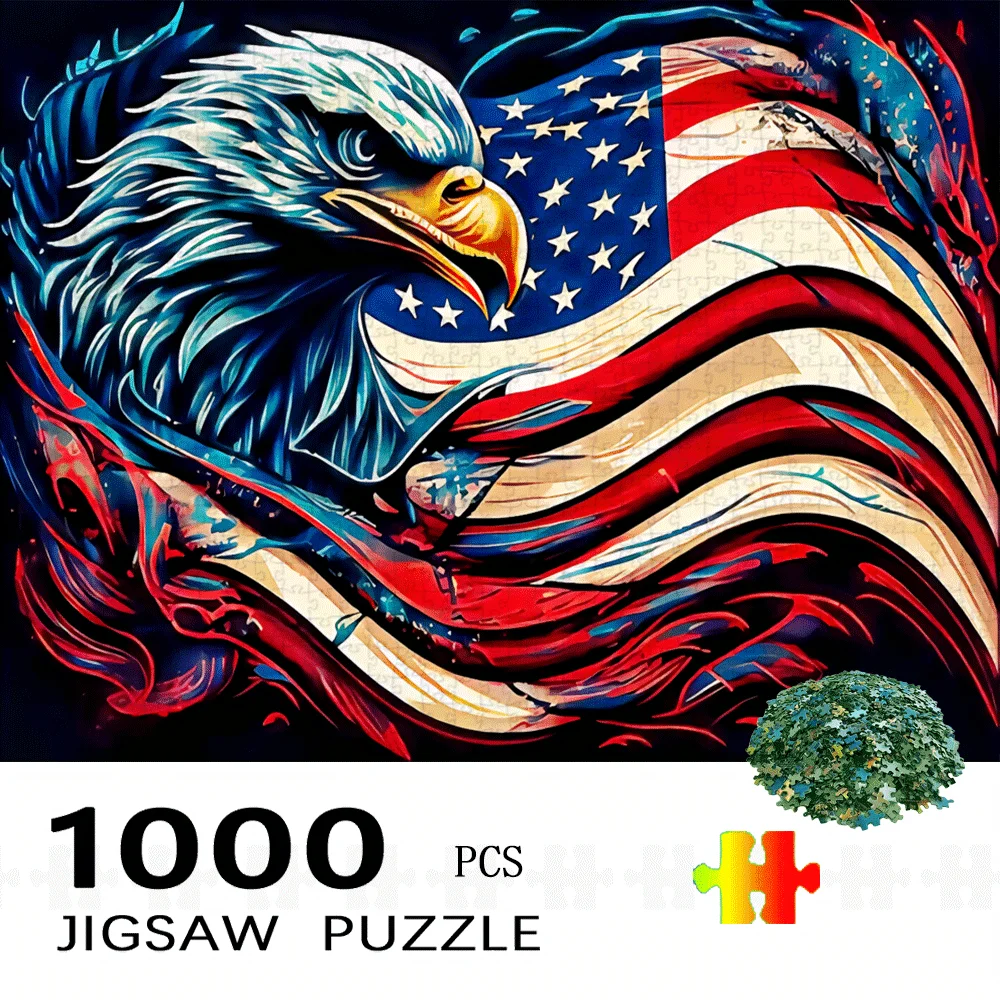 

Patriotic Eagle & American Flag Art Jigsaw Puzzle Adult National Theme Intellectual Game Home Leisure Decorative Puzzle Toy