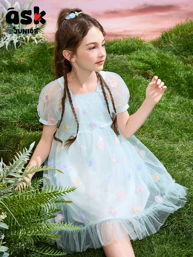 فستان صيفي للفتيات من توين، فستان شبكي رفيع #3