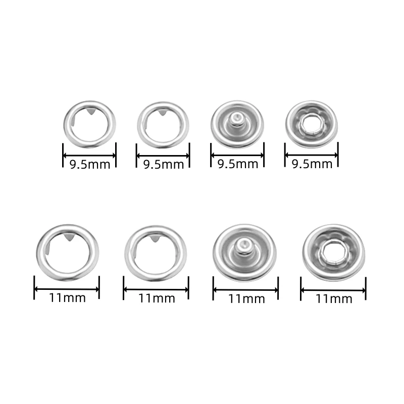 50Set/Lot 9.5/11mm Iron Snap Button Press Button Studs Fasteners for DIY Sewing Crafts Ornament Making Installing Clothes Bags