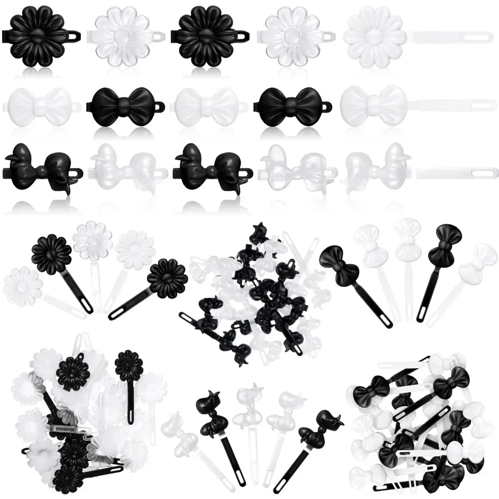 

Janinka, 72 шт., пластиковые заколки для волос с самонавеской: заколки с героями мультфильмов 80-х, 90-х годов, красочные милые заколки для маленьких девочек (белый, черный)