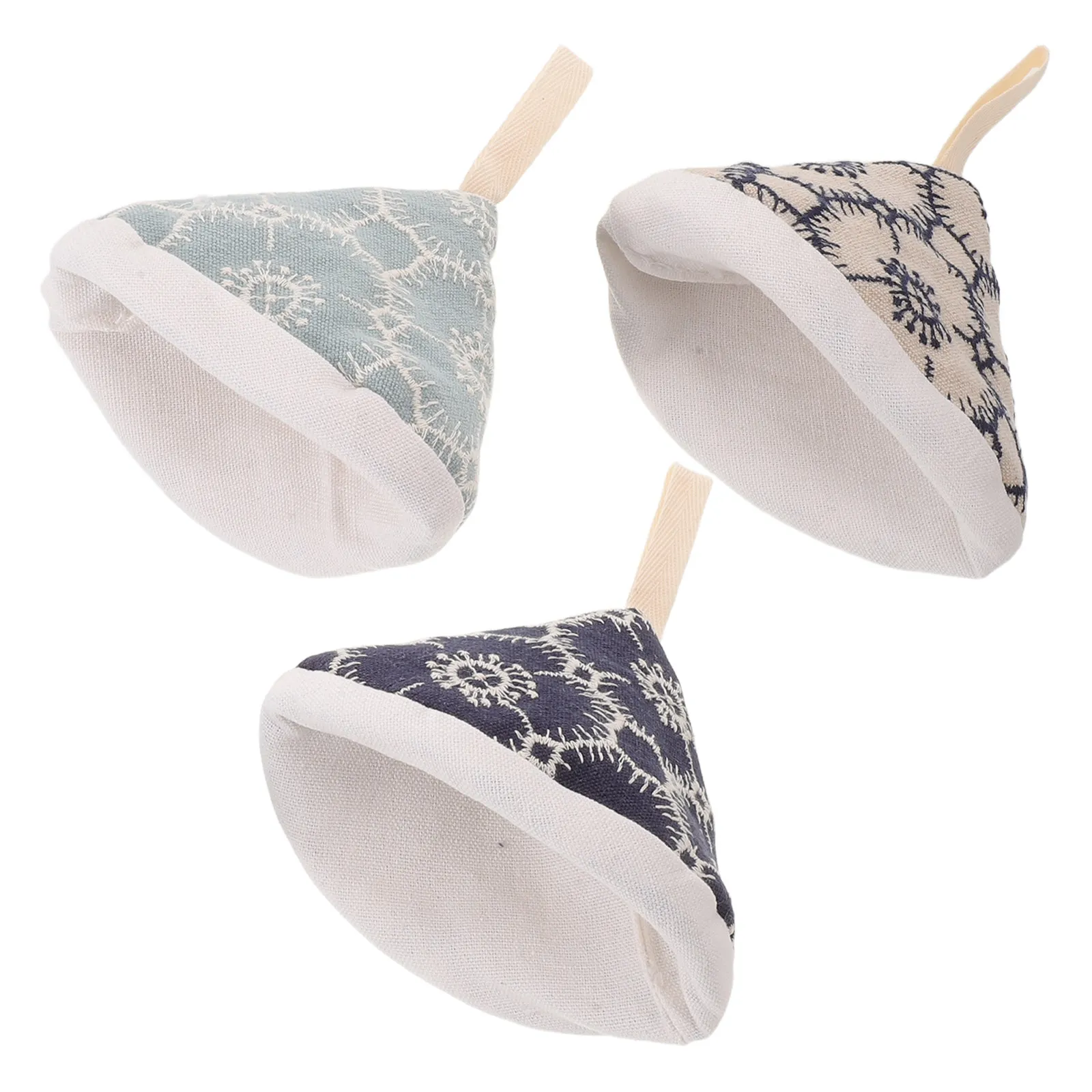 Embroidered Cotton Linen Pot Lid Handle Cover Heat Resistant Non Slip Triangular Pot Handle Grip Sleeve Universal Kitchen