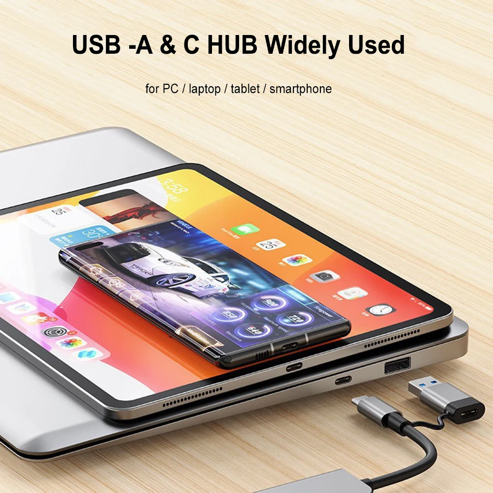 USB3.0 USB C 8 IN 2 HUB Type C to USB 3.0 HUB 8 Ports Multi Splitter Adapter OTG For Xiaomi Lenovo Macbook Pro PC Computer