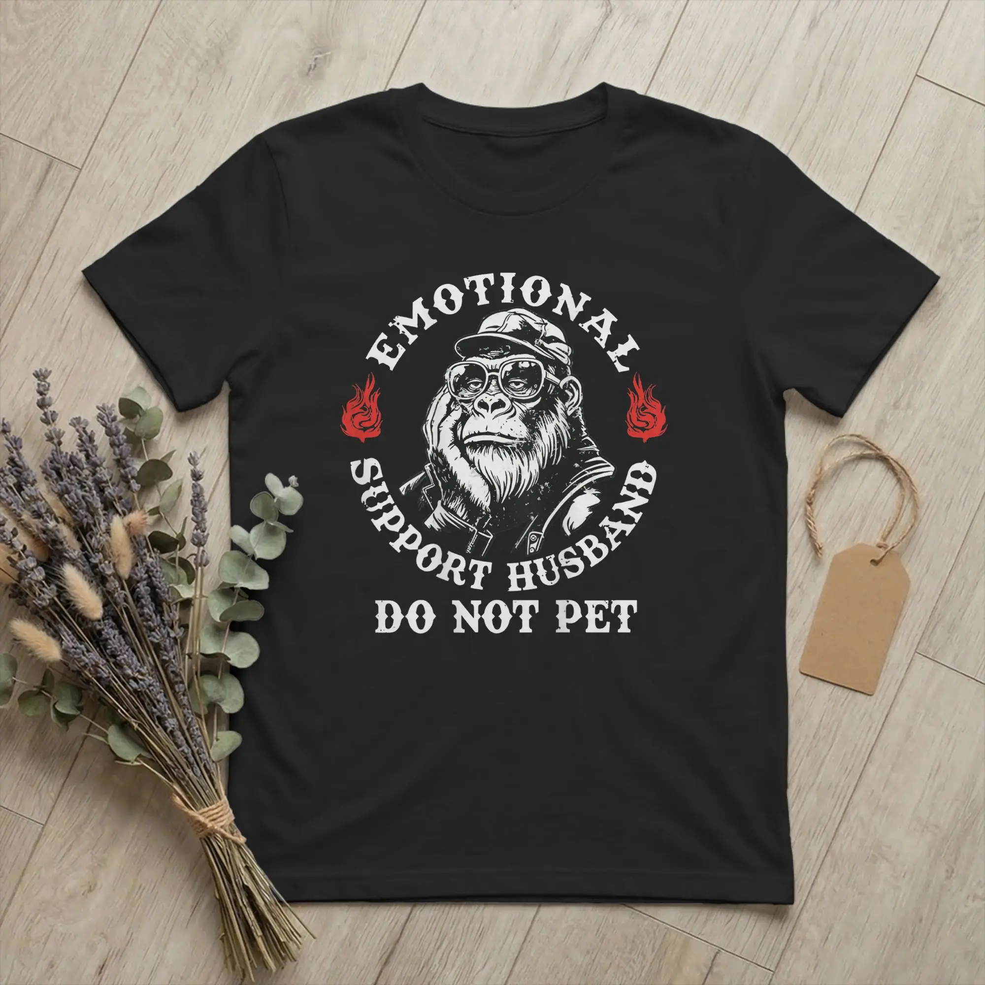 Emotional Support Husband Do Not Pet Men T Shirts Funny Monkey Casual Tee Shirt Short Sleeve O Neck T-Shirts Cotton Gift Tops