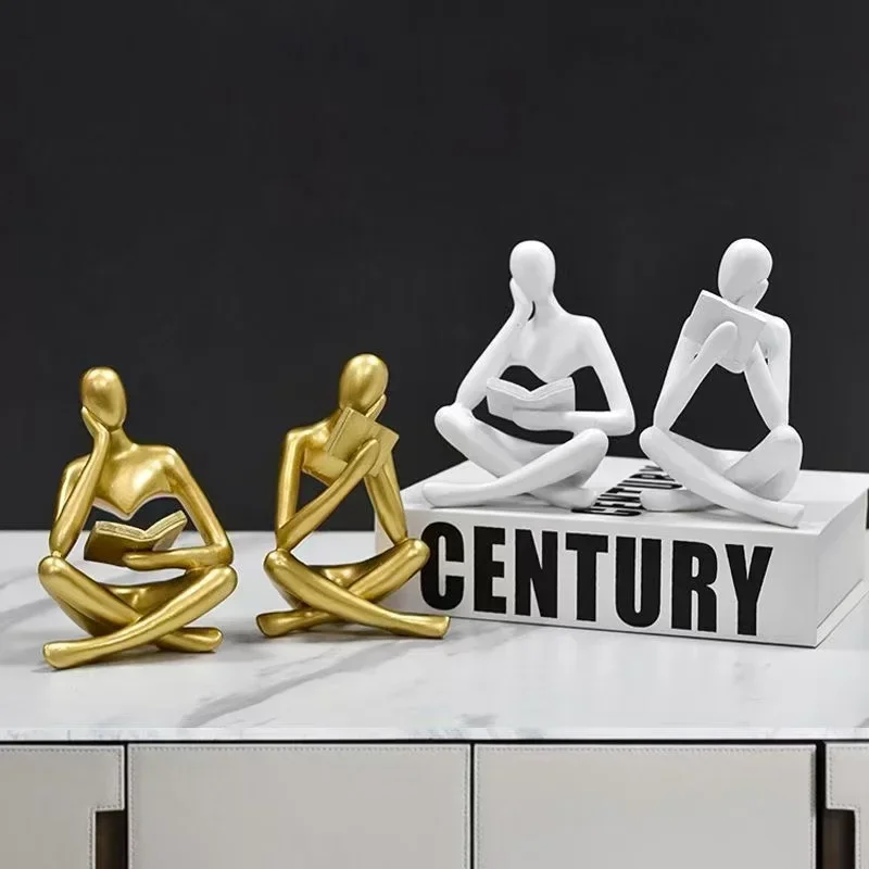 2pcs/Nordic Luxury Style Abstract Resin Crafts Sculpture Philosopher Figure Statue Home Decoration Indoor Office Desktop Crafts