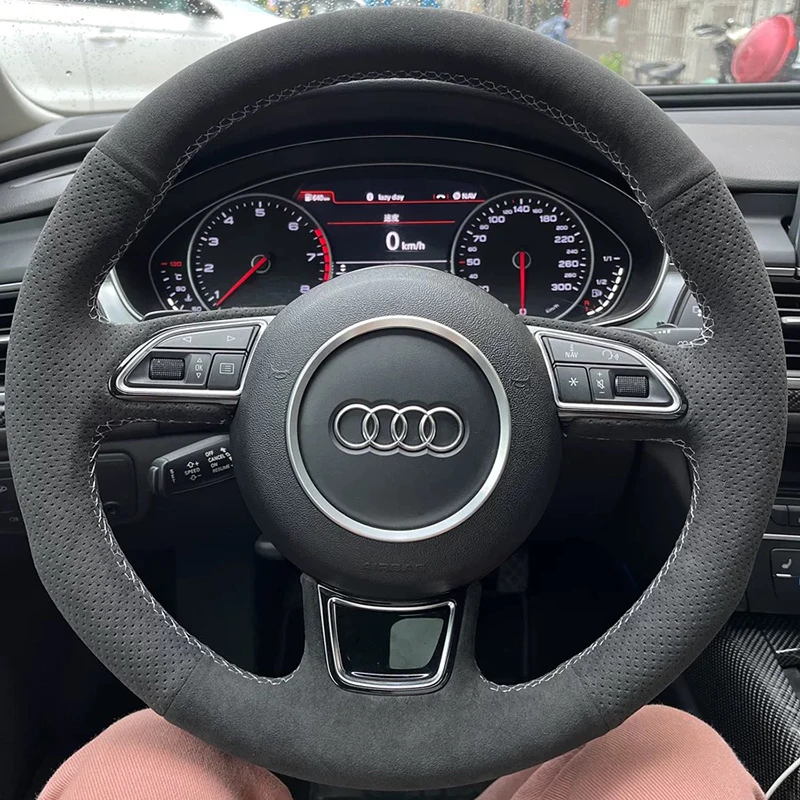 

Сшитый вручную замшевый чехол на руль автомобиля для Audi A3 8V Sportback A4 B8 Avant A5 A6 C7 A7 G8 A8 D4 Q3 8U