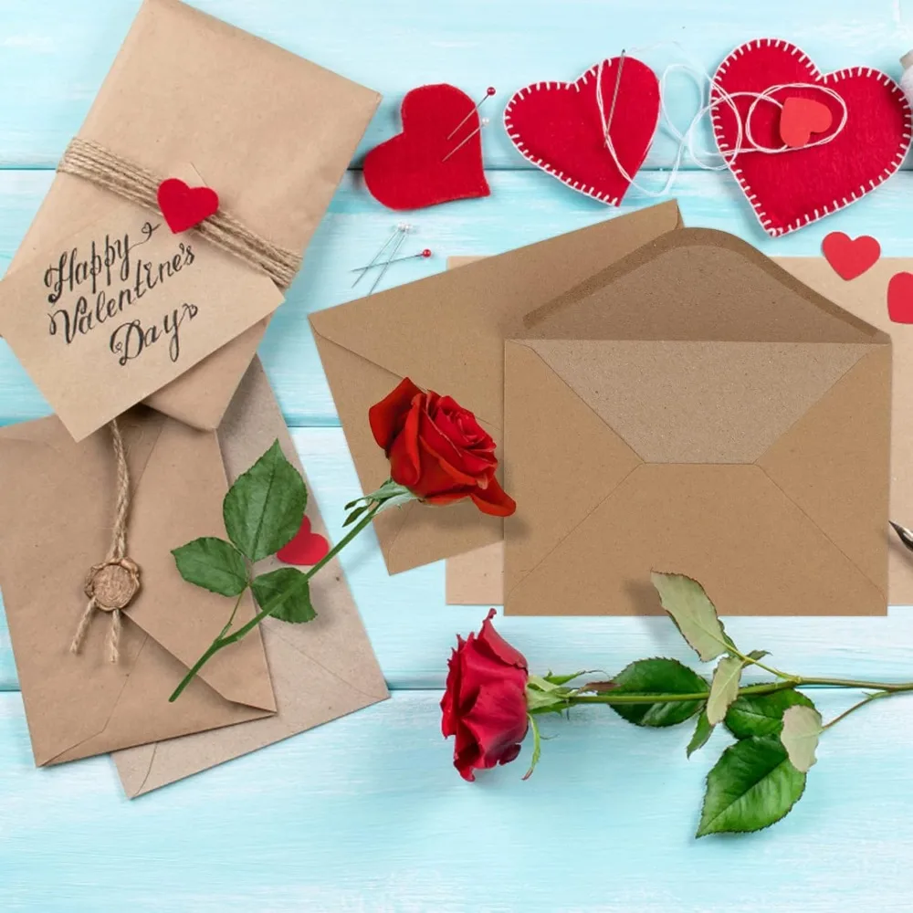 

50/100 шт. крафт-конверты C6, самозапечатывающиеся винтажные коричневые бумажные конверты для свадебных приглашений, поздравительных открыток