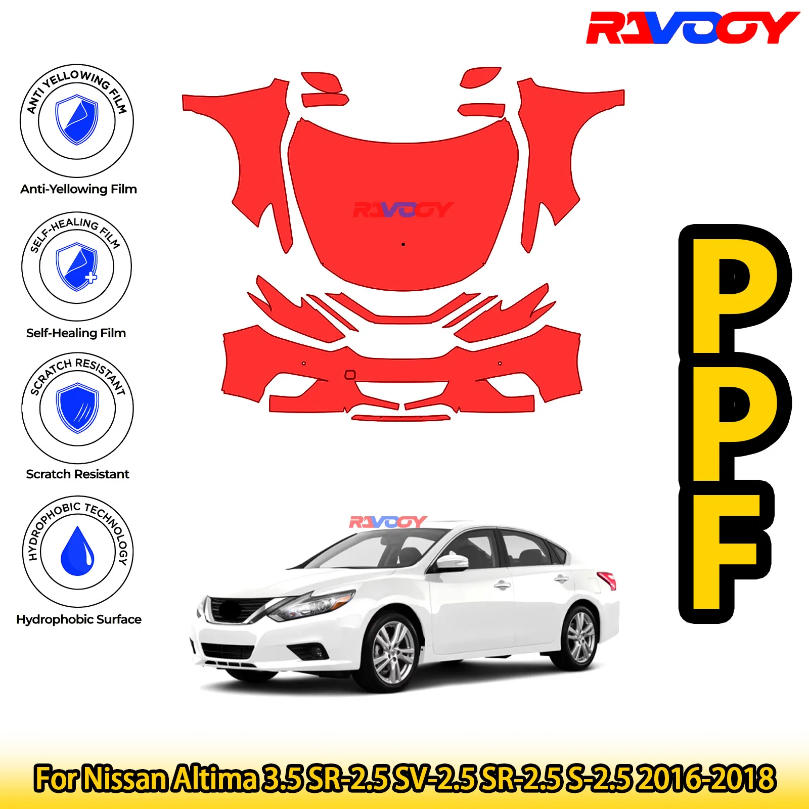 

For Nissan Altima 3.5 SR-2.5 SV-2.5 SR-2.5 S-2.5 2016-2018 Glossy Matte Black Precut front PPF Kit Paint Protection Film
