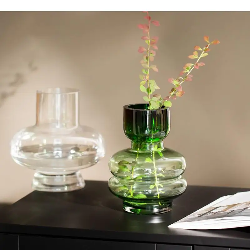 Minimalist Spiral Transparent Glass Vase Hydroponics Flower Pots Desk Decoration Artificial Flowers Vases Modern Home Decor