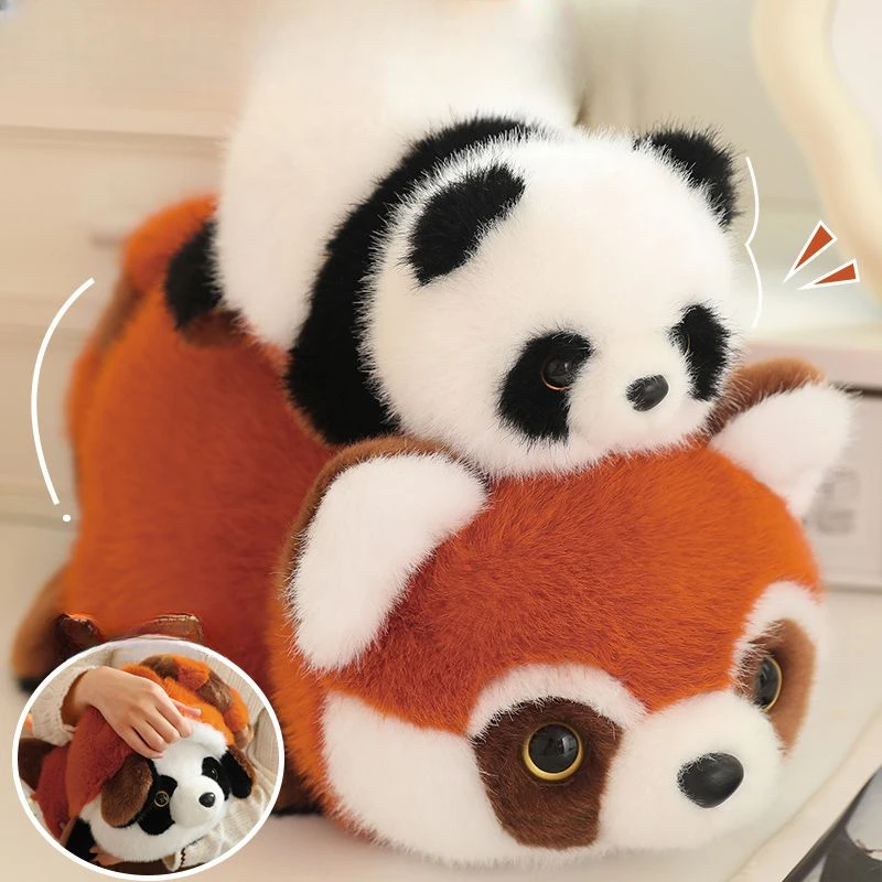 Panda Reversible de doble cara para niños, almohada suave, bonita muñeca de peluche transformada de dibujos animados, juguete de algodón para niños, novedad de 2024