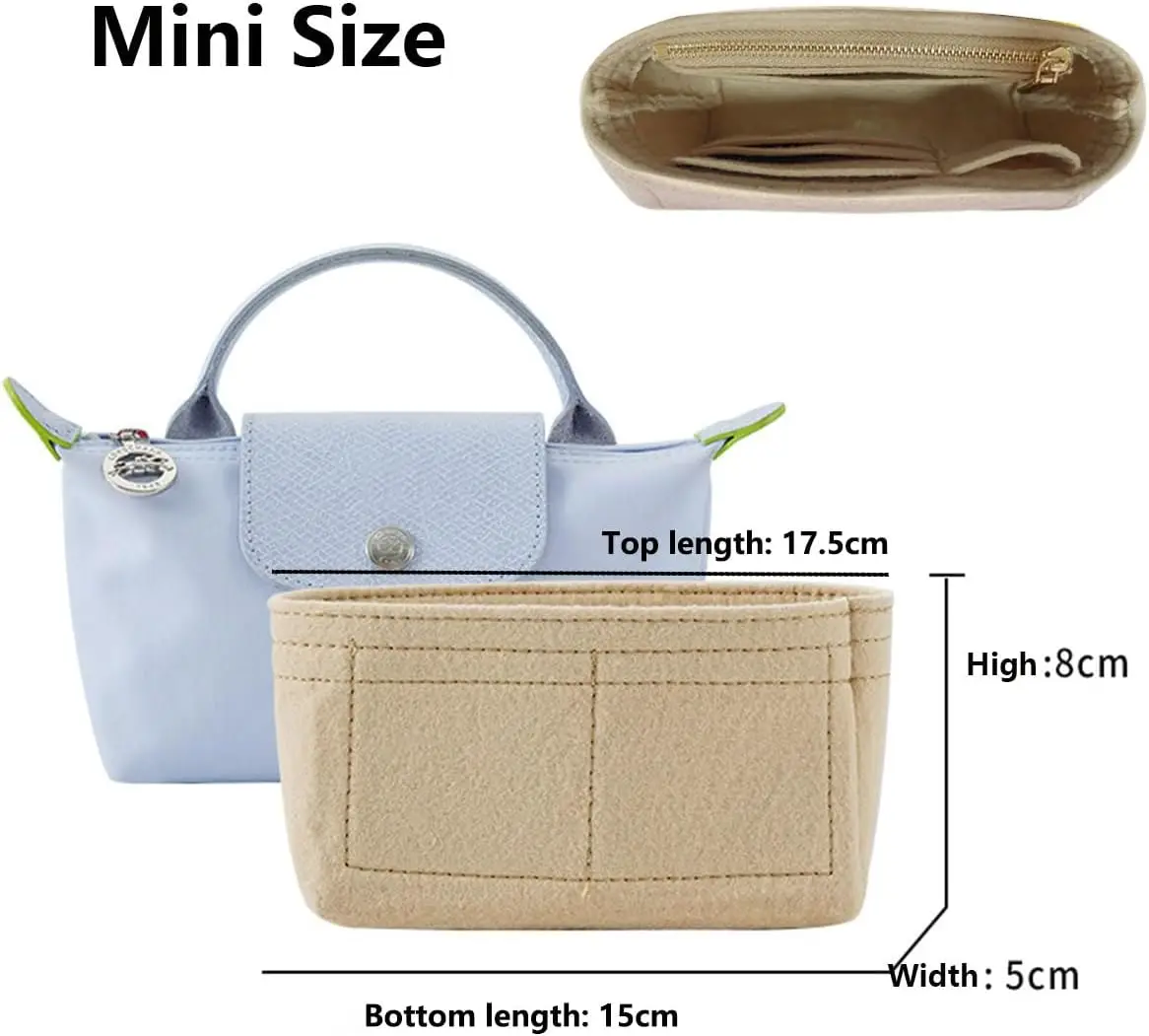 Longchamp Dumplings Liner Bag Organizer, Mini Armazenamento, Feltro Bolsa, Inserir Bolsa, Liner Bag, Novo