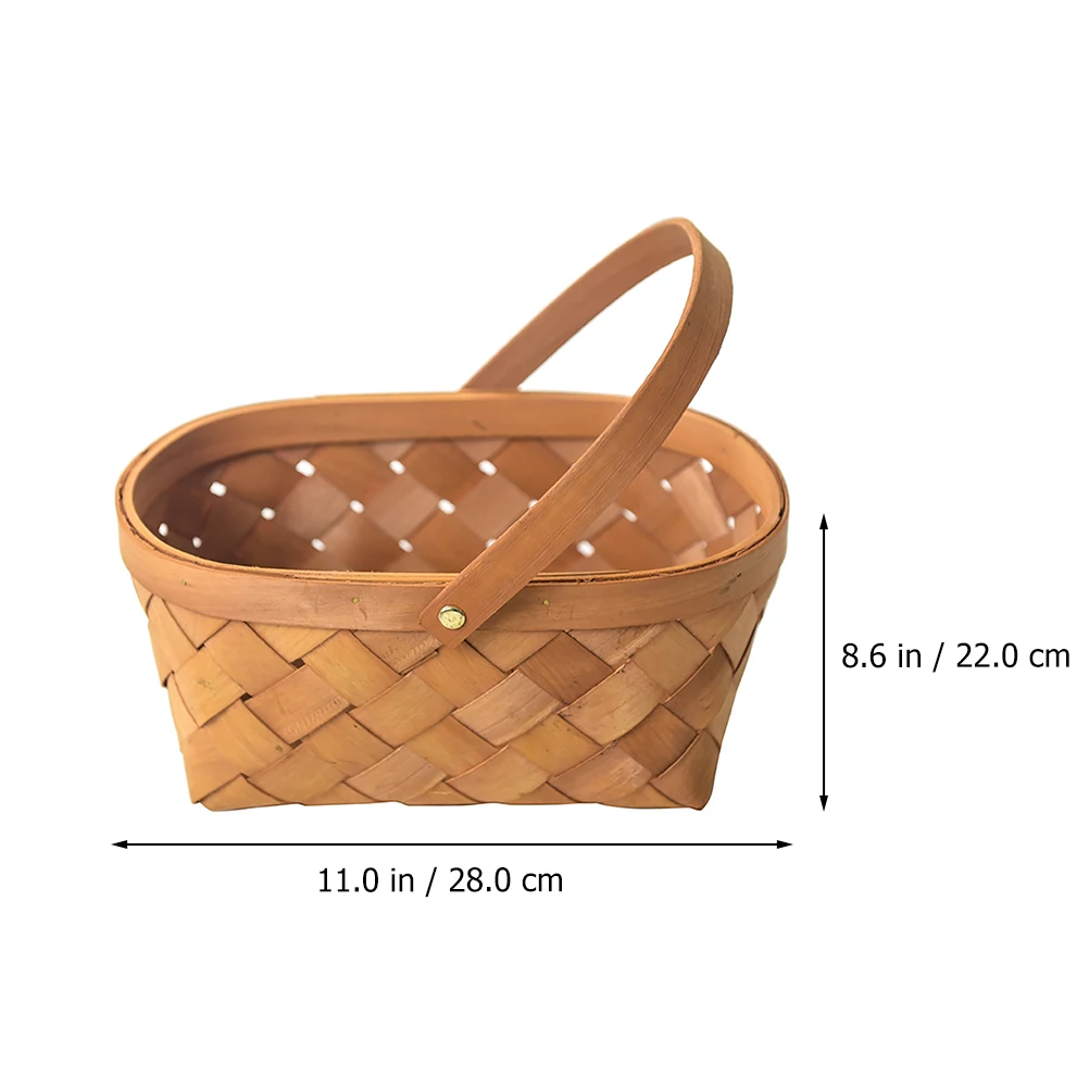 

1pc Portable Woven Storage Baskets Wood Chip Organizer Handheld Thickened Stylish Home Closet Bedroom Bathroom Pantry