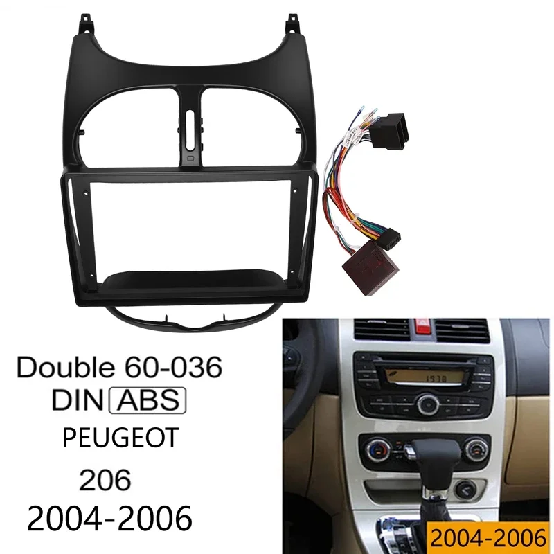 

OLAVGDN New-Car Radio Fascia Panel Frame CD DVD Dash Audio Cover Trim With Frame Cable Canbus For PEUGEOT 206 2000-2006