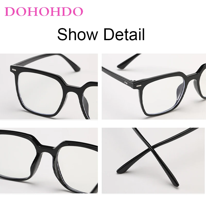 DOHOHDO New Blue Light Square Women Eyeglasses Men Anti Radiation Glasses Retro Trend Male Spectacle Frame Eyewear Glasses UV400