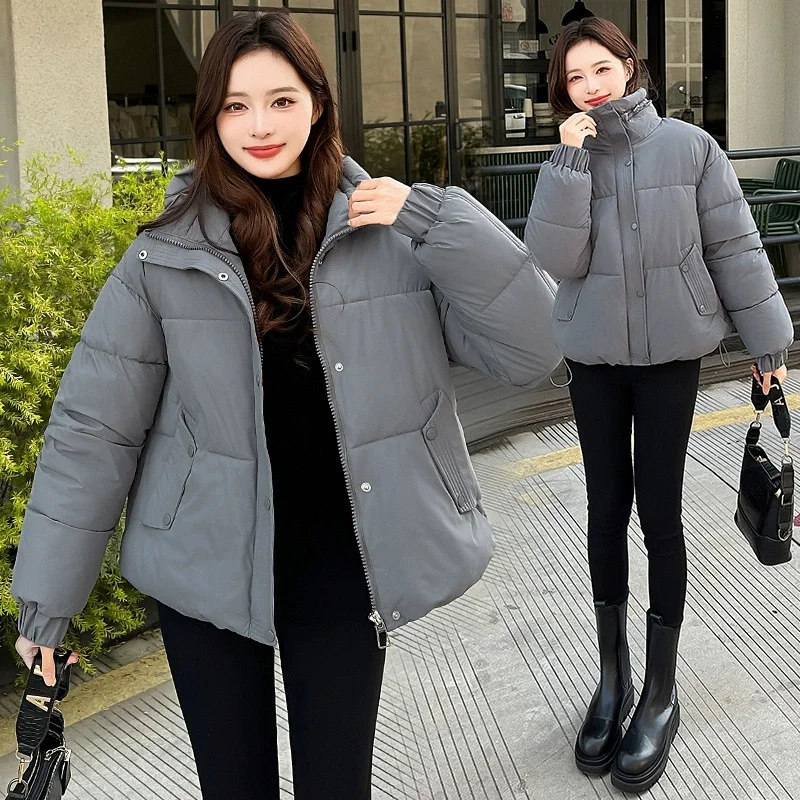 2025年冬新作 軽量ダウンコットンコート レディース クロップド丈 ルーズフィット 厚手 パフジャケット プチジャケット