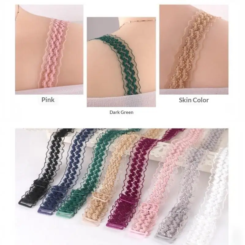 1 Pair Elastic Stretch Bra Non-slip Mesh Hollowed Flower Shoulder Straps Accessories Adjustable Lace Underwear Shoulder Straps