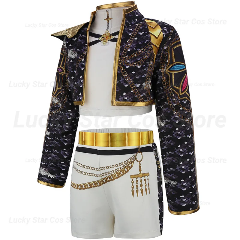 K-pop لزي شيطان هنتر رومي الهالوين التأثيري للفتيات الساخنات عرض زي أسود لامع مجموعة ملابس الهالوين للفتيات أنيمي #4