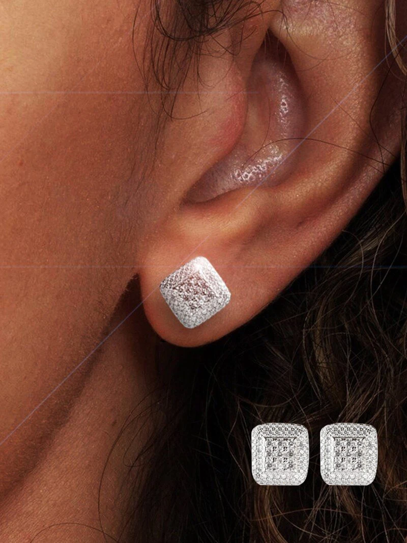 

Серьги-гвоздики из стерлингового серебра с платиновым покрытием S925, серьги-гвоздики с квадратным цирконом, модные легкие роскошные нишевые универсальные элегантные серьги, подходят для свиданий, вечеринок и повседневного ношения, женские элитные украшен