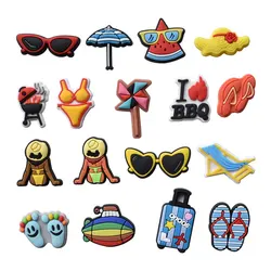 Hot Sell 1Pcs PVC Summer Bikini BBQ Shoe Charm for Crocs DIY Badge Clog Buckle Kids Pins Decoration Jeans Shoe Accessories X-mas