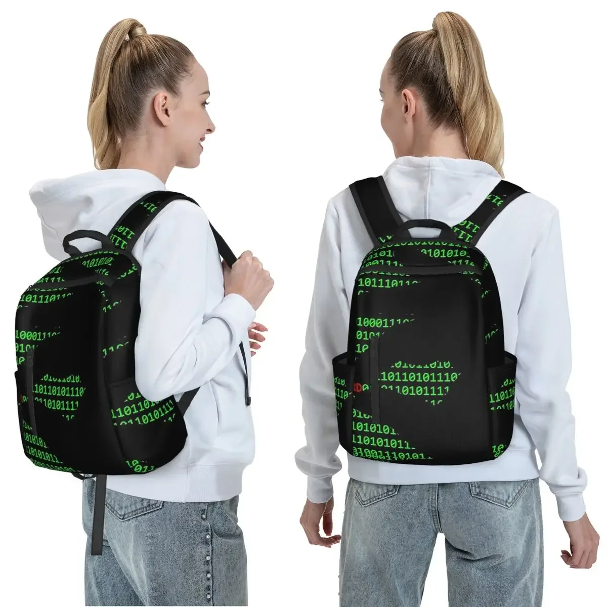 Hacker Code Binary Code Geek Science Computer Backpack Large Capacity Kids BookBag School Bag Shoulder Bags for Men Women